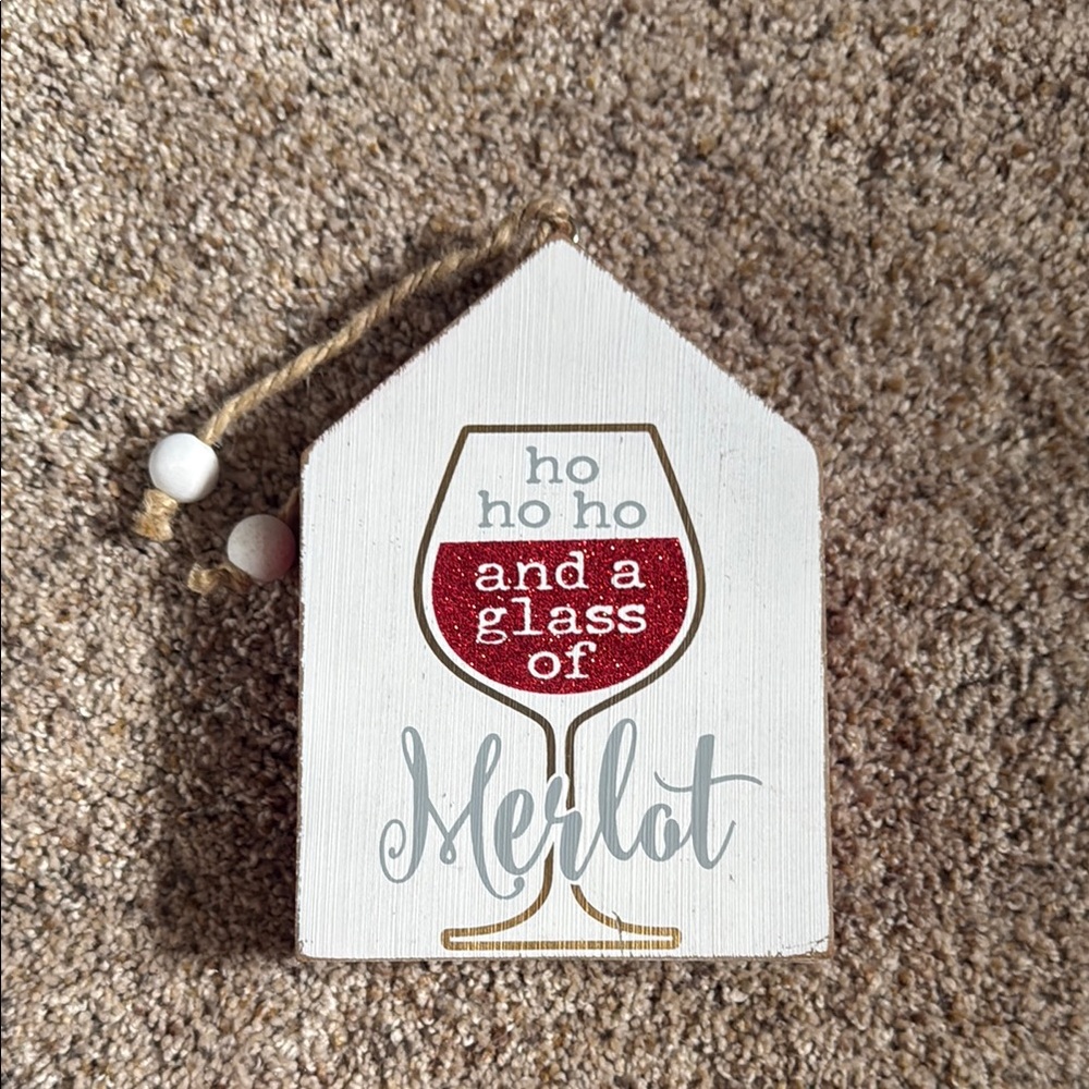 Festive Red and White Holiday Wine Sign